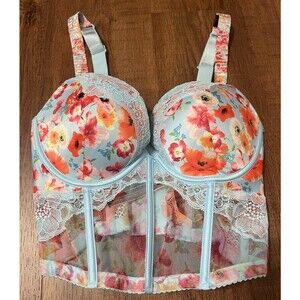 Victoria's Secret Very Sexy Floral Lace Balconette Corset Bra In Poppy 32D New